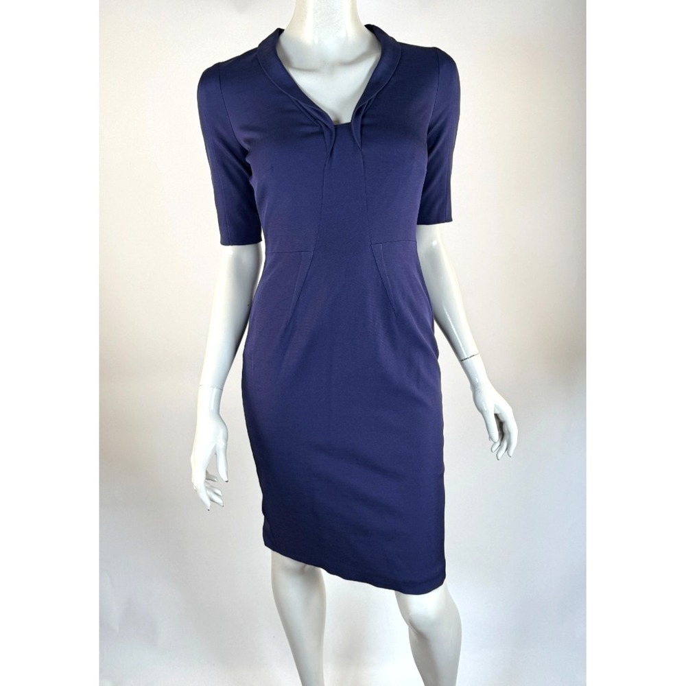 REISS Angel Sheath Dress Women 4 Half Sleeve V-neck Stretch Viscose Zip Closure